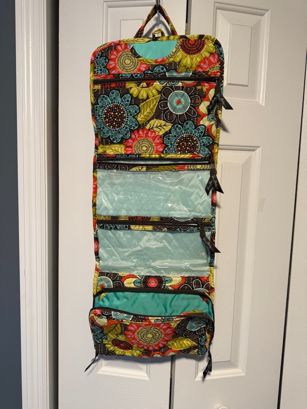 Vera Bradley Floral Travel Organizer in Teal & Yellow